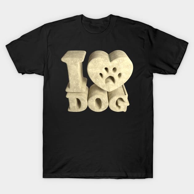 3D I Love Dog - Sand T-Shirt by 3DMe